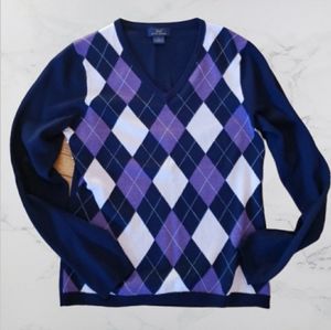 346 Brooks Brother on trend Argyle v neck sweater